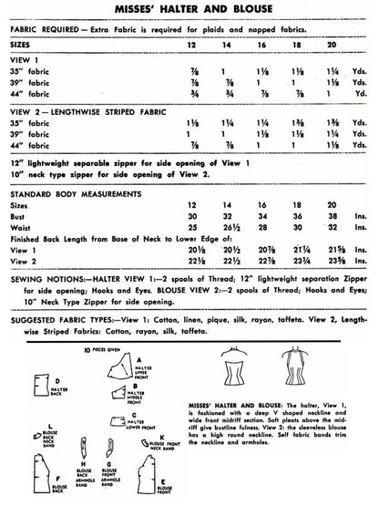 PAPER Pattern - 1950s Elegant Tops  / Bust 30