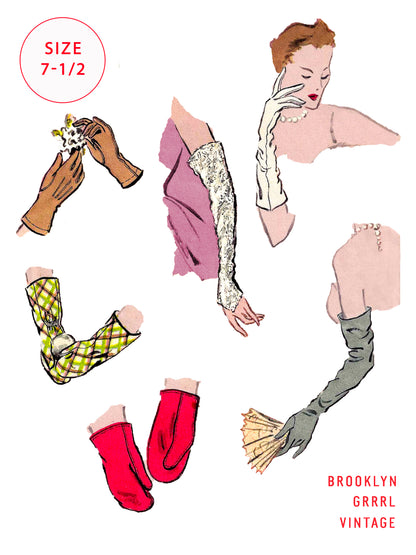 PDF Pattern - 1940s Women's Gloves / Size 7-1/2