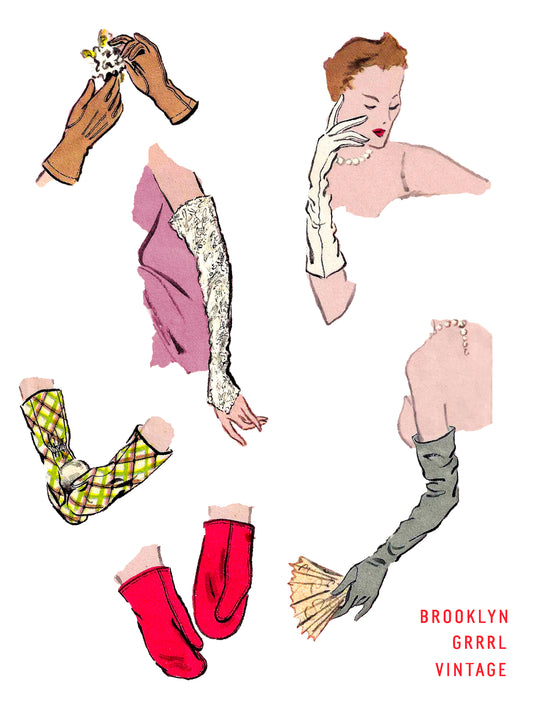 1940s 'Dashing Deb' Gloves / Size 7-1/2 / Paper Pattern