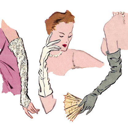 1940s 'Dashing Deb' Gloves / Size 7-1/2 / Paper Pattern