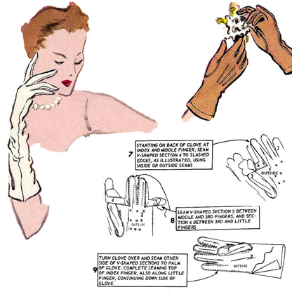 1940s 'Dashing Deb' Gloves / Size 7-1/2 / Paper Pattern
