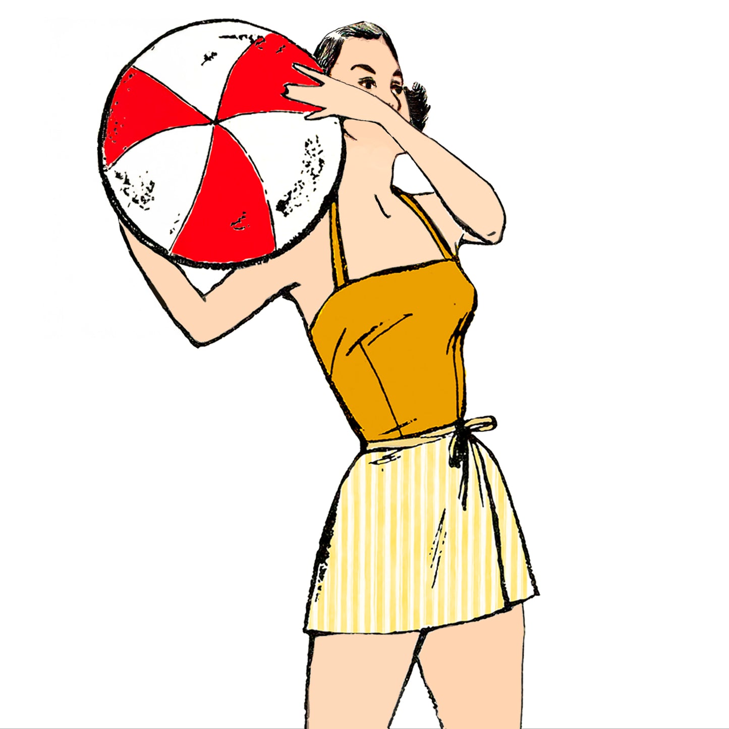 PDF Pattern  1950's Swim Suit Ensemble / Bust 32