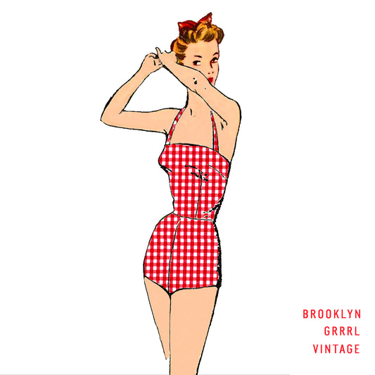 1950's Swim Suit Ensemble / Bust 32 / PAPER Pattern
