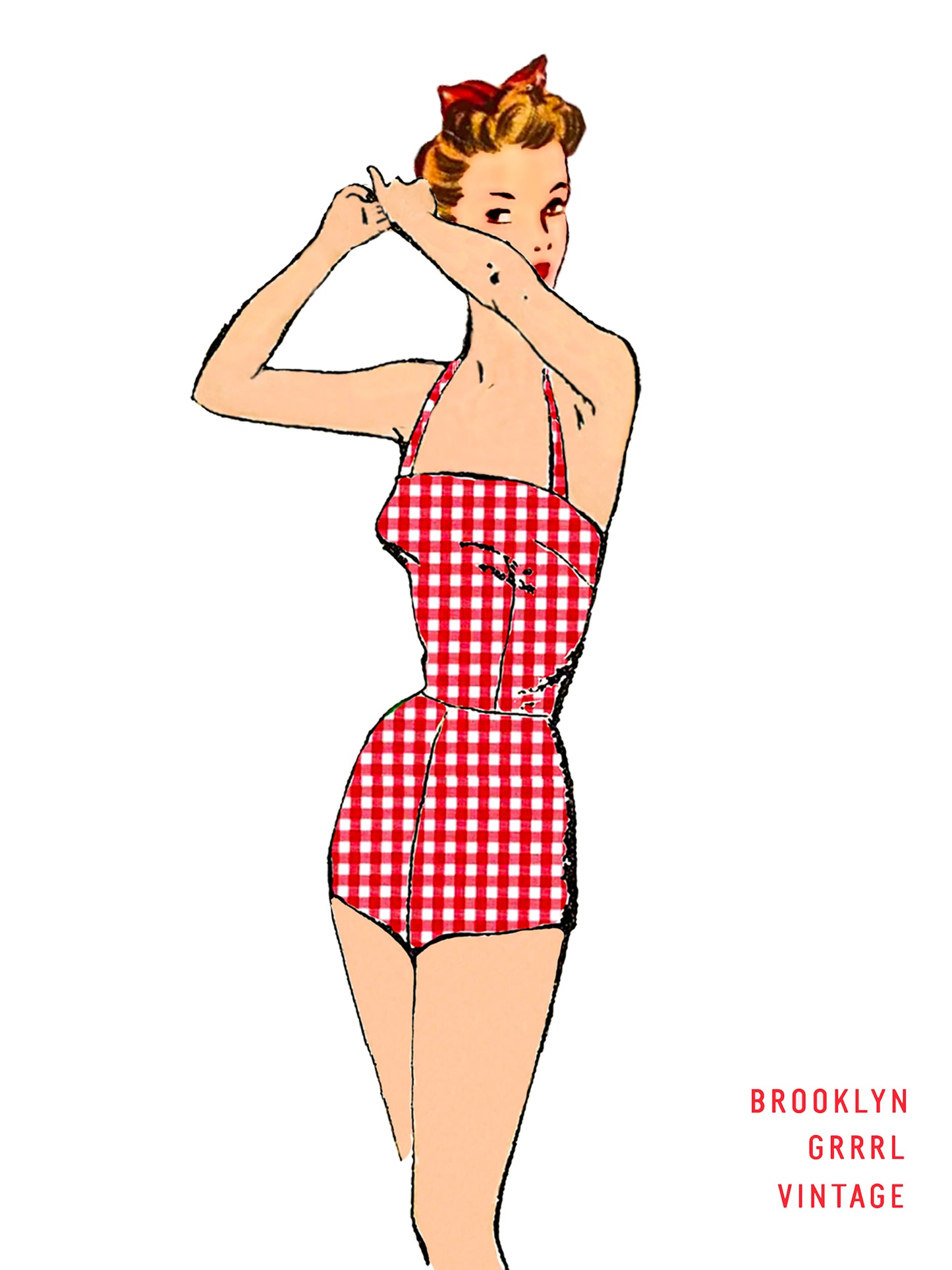 PDF Pattern  1950's Swim Suit Ensemble / Bust 32