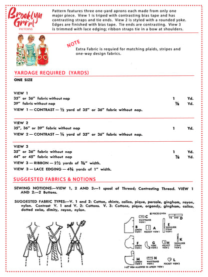 1950s The Pin-Up Pantry Apron Trio (Paper Pattern)