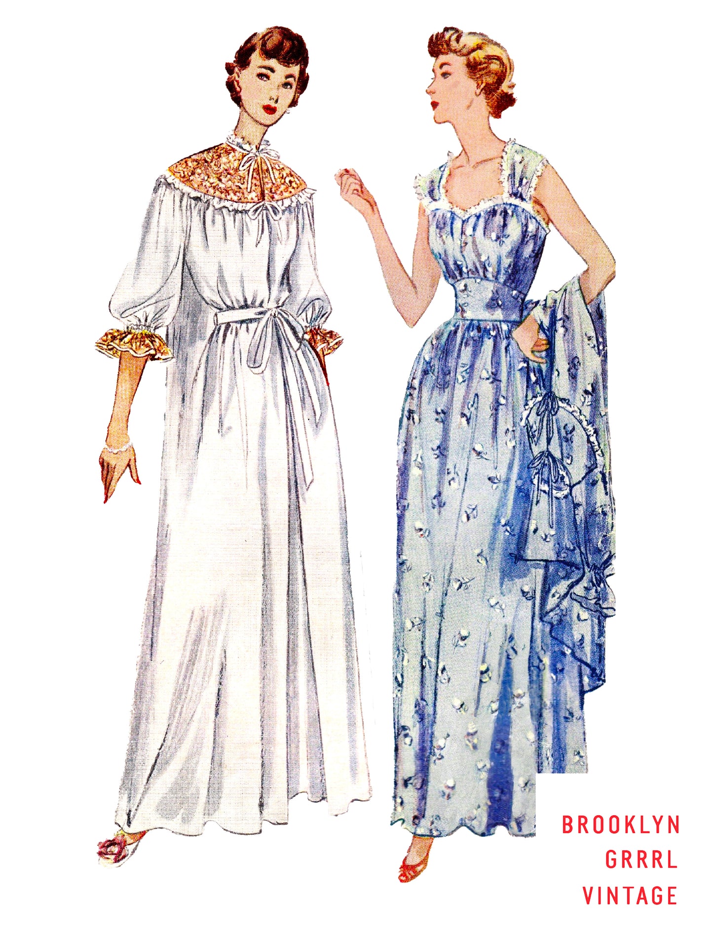 PAPER Pattern  1950's Nightgown and Negligee / Bust 34