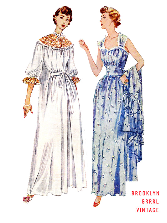 PAPER Pattern  1950's Nightgown and Negligee / Bust 34