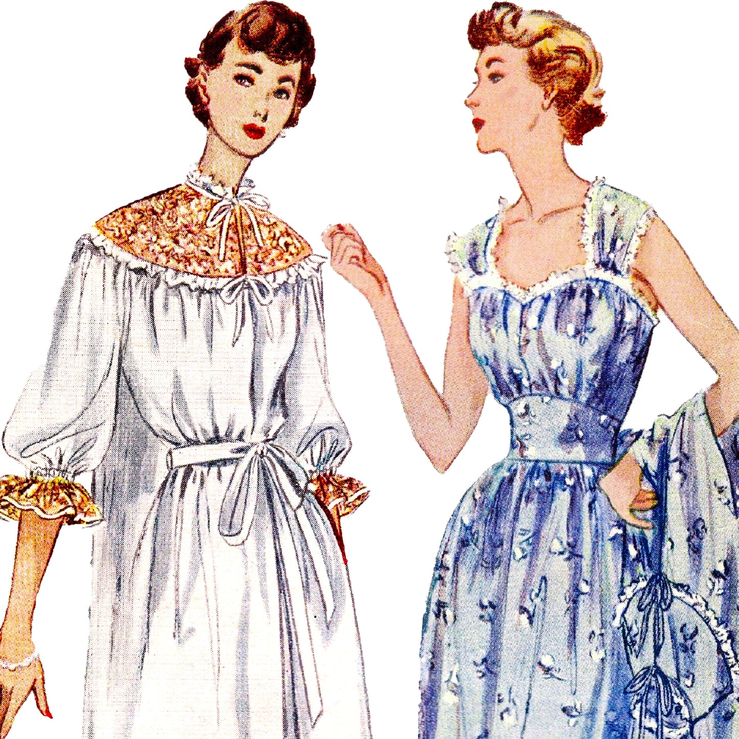 PAPER Pattern  1950's Nightgown and Negligee / Bust 34