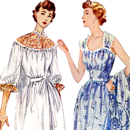 PAPER Pattern  1950's Nightgown and Negligee / Bust 34