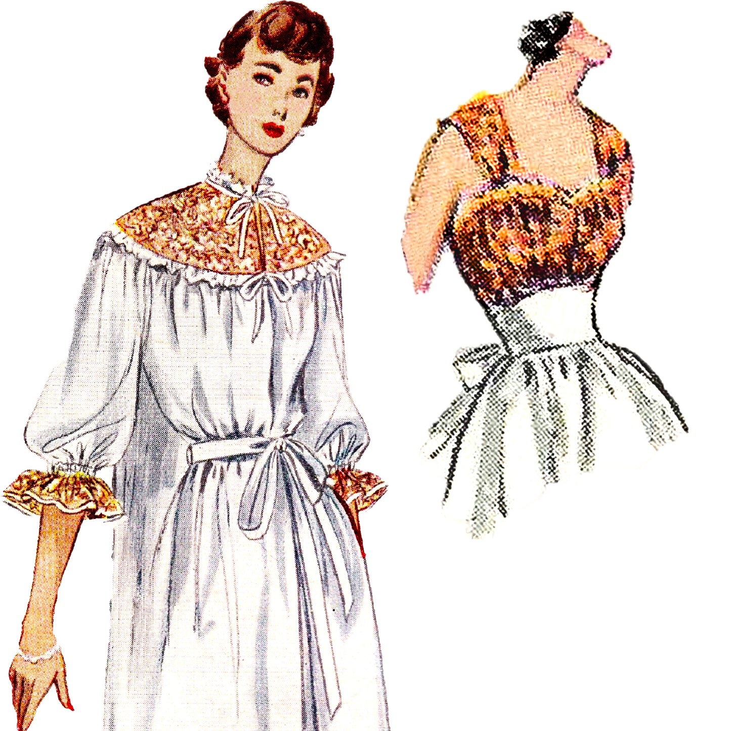 PAPER Pattern  1950's Nightgown and Negligee / Bust 34