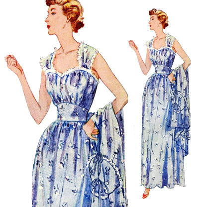 PAPER Pattern  1950's Nightgown and Negligee / Bust 34