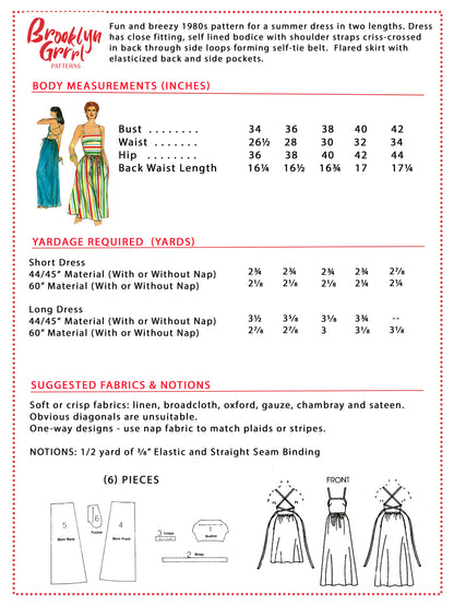 1980s Summer Dress with Pockets / Digital Pattern (Multiple Sizes)