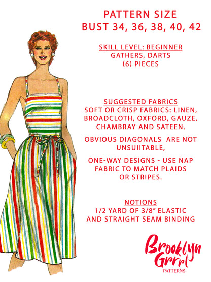 1980s Summer Dress with Pockets / Paper Pattern (Multiple Sizes)