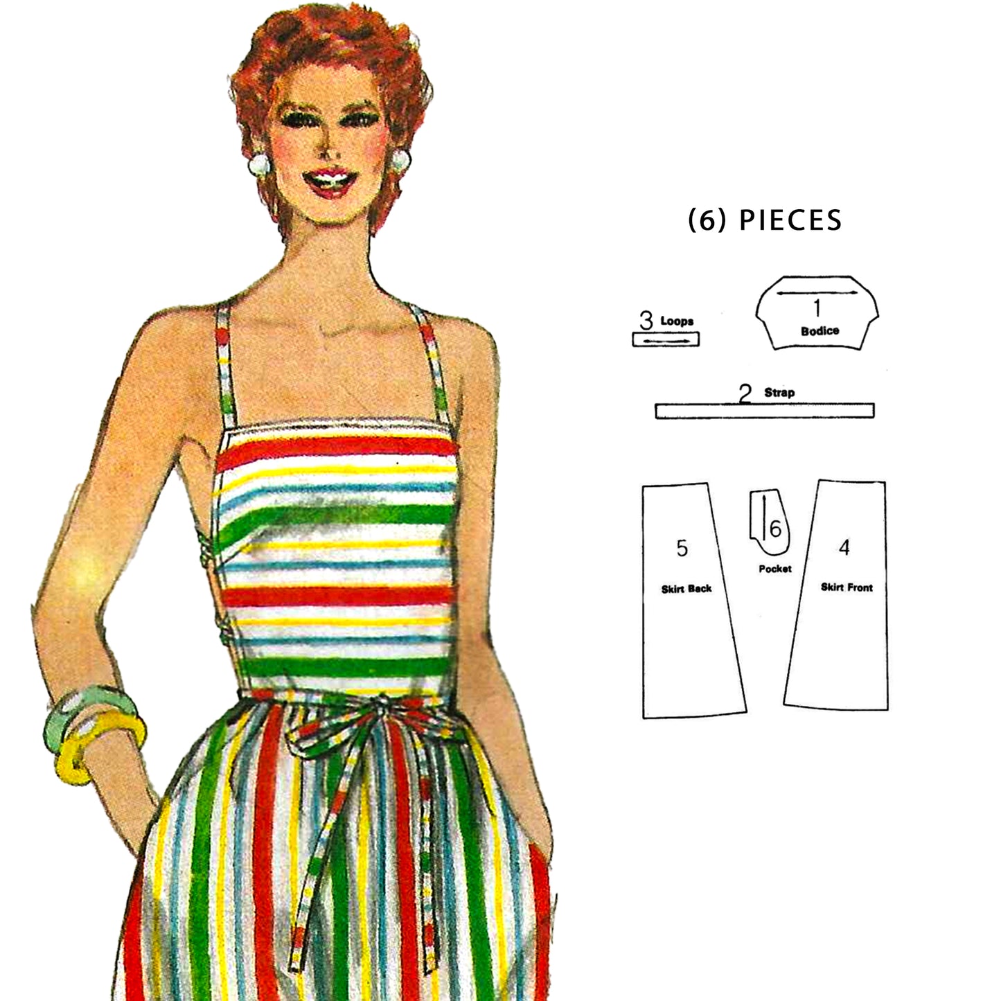 1980s Summer Dress with Pockets / Paper Pattern (Multiple Sizes)