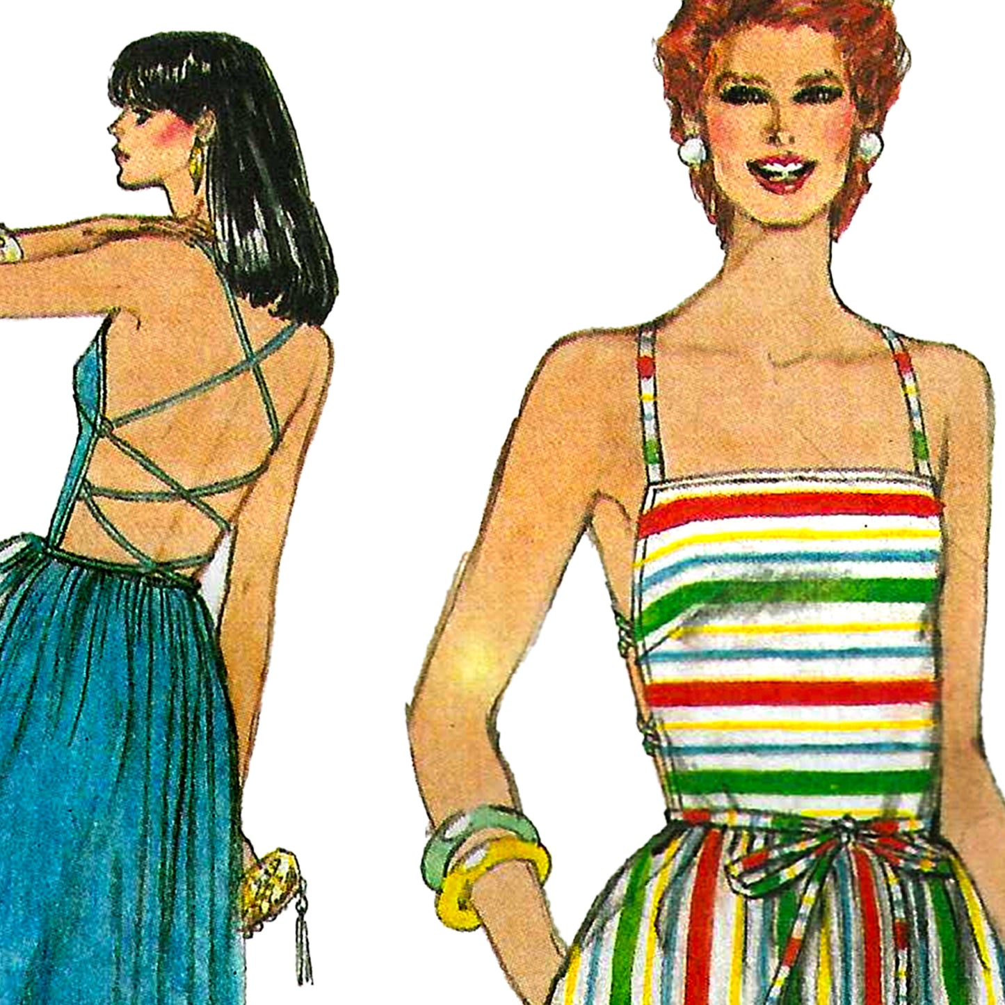 1980s Summer Dress with Pockets / Paper Pattern (Multiple Sizes)