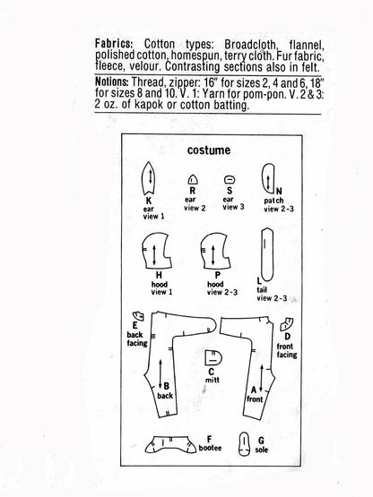 PDF Pattern - 70s Animal Costumes / Child 10