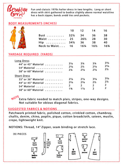 1970s The California Dreamin’ Halter Dress / PDF Pattern
