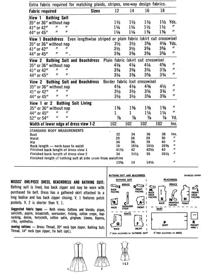 Paper Pattern - 1960s 'Gidget' Beach Romper & Cover-up / Bust 34