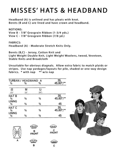 PDF Pattern - Two Berets and Headband / S-M-L