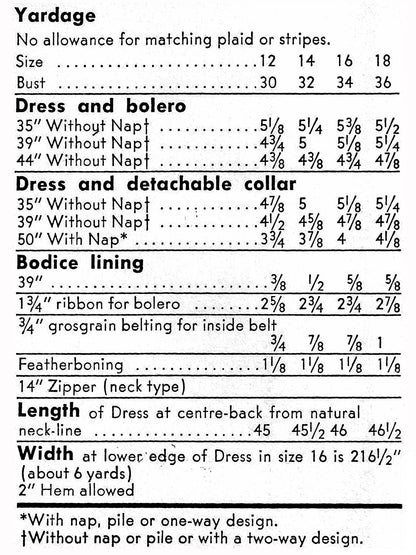 PDF Pattern - 1950s Dress with Circle Skirt & Bolero / Bust 34
