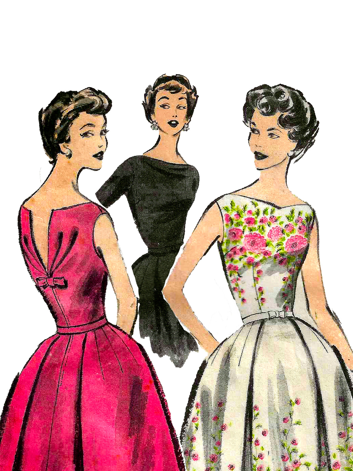 PDF Pattern - 1950's Cocktail Dress / Bust 37