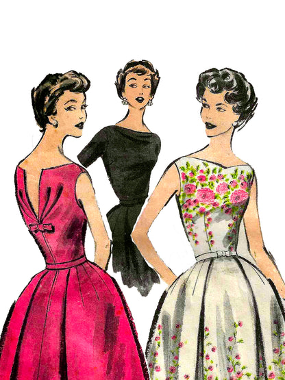PDF Pattern - 1950's Cocktail Dress / Bust 37