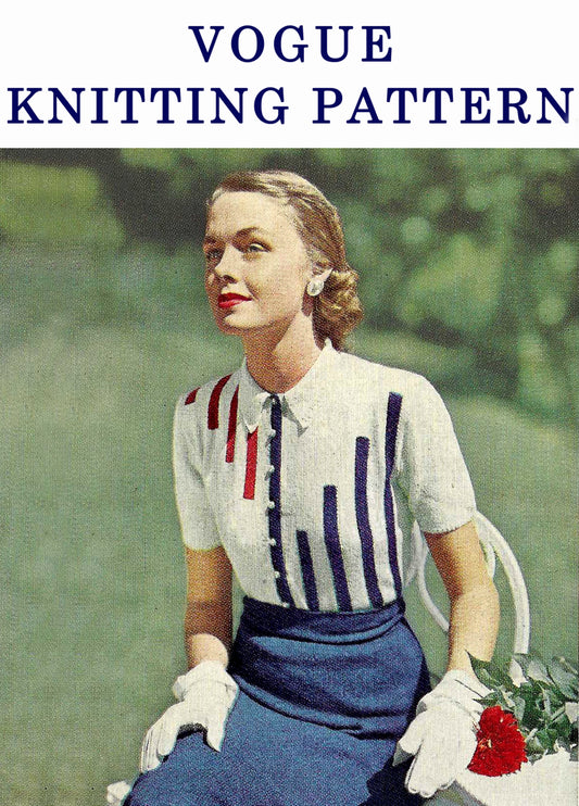 1950s Vogue Tri-Color Sweater and Skirt Set / Knitting Pattern