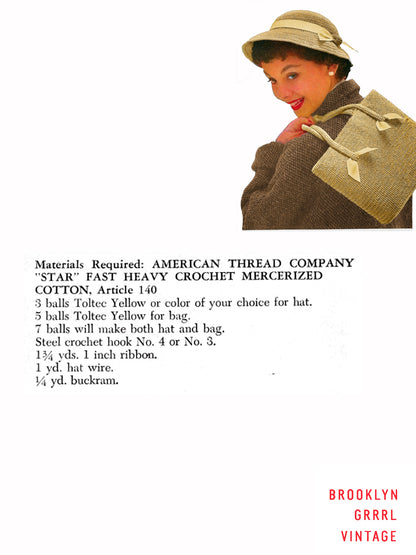 1950s Hat & Bag - Crochet PDF Pattern