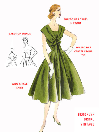 PAPER Pattern - 1950s Dress with Circle Skirt & Bolero / Bust 34
