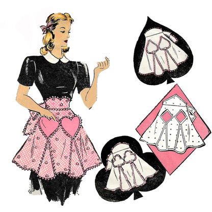 1950s Queen of Hearts Apron / PAPER Pattern