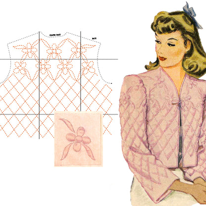 PDF Pattern 1940s Quilted Bed Jacket / Bust 34-36