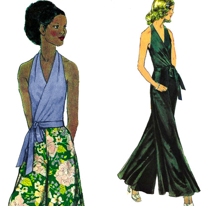 Paper Pattern - 1970s Halter and Palazzo Slacks / Multiple Sizes