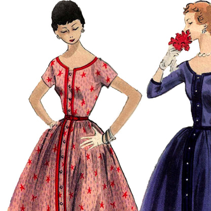 PAPER Pattern - 1950s 'New Look' Day Dress / Multiple Sizes