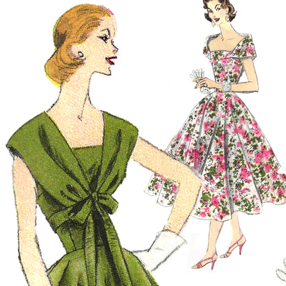 PDF Pattern - 1950s Dress with Circle Skirt & Bolero / Bust 34