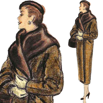 PAPER Pattern - 1950s Coat with Rolled Collar  / Bust 34
