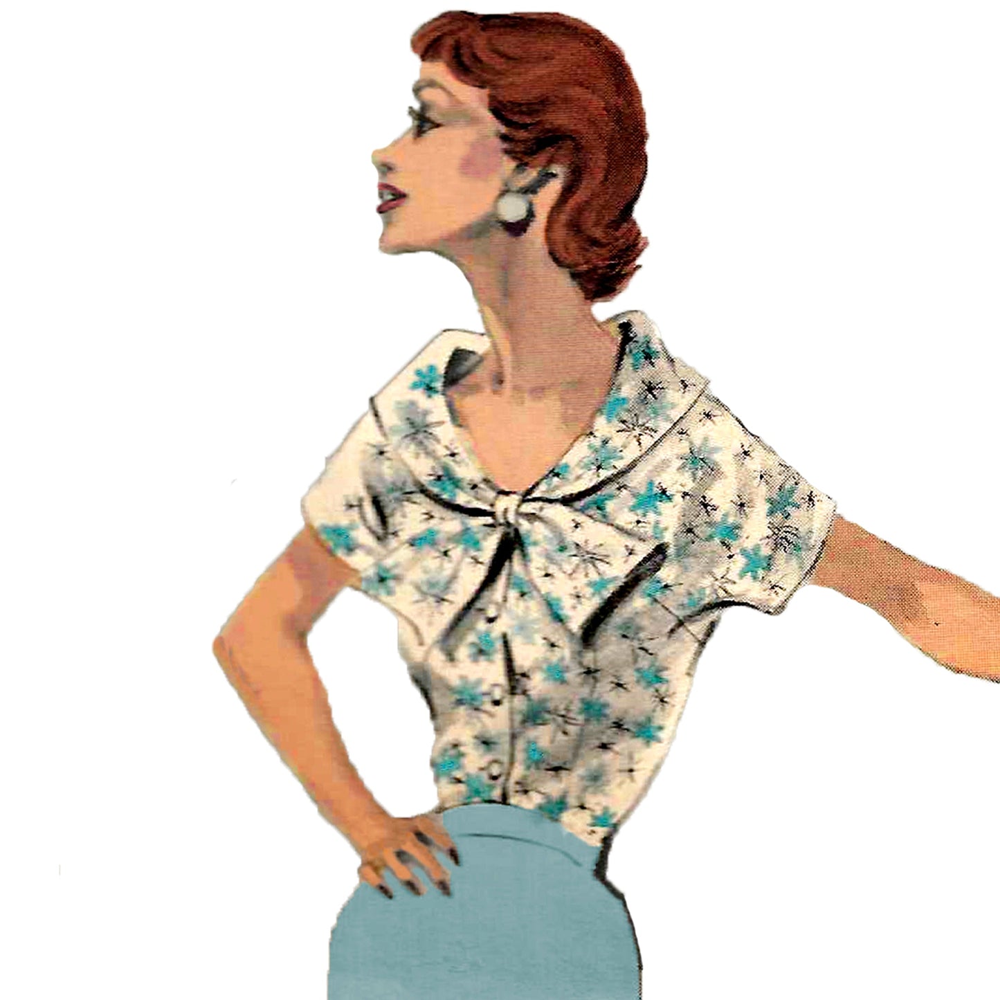 PAPER Pattern - 1950s Button Front Blouse / Bust 38