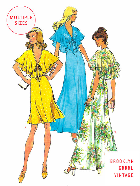 PDF Pattern - 1970s Halter Dress in Two Lengths / Multiple Sizes