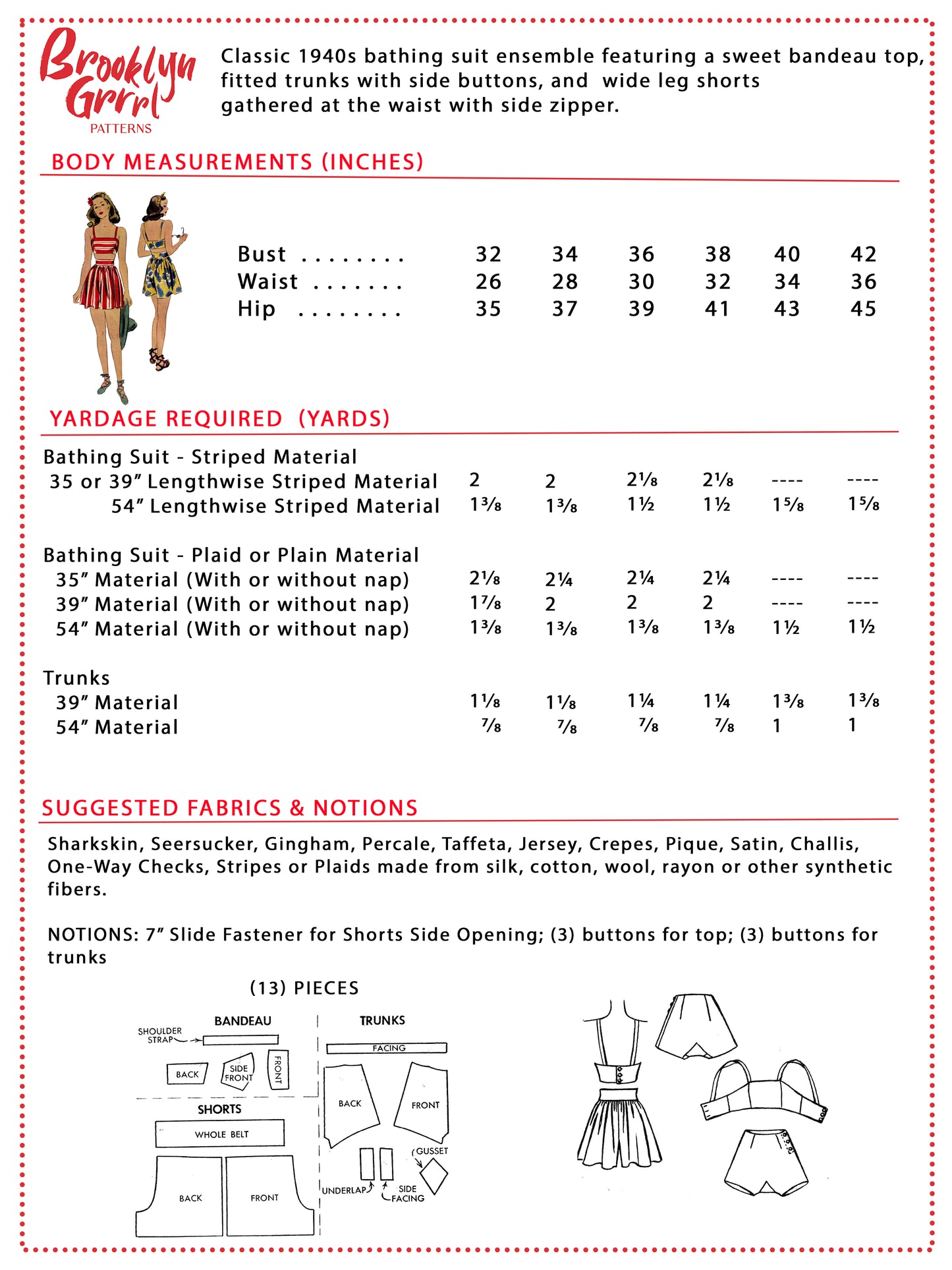 1940s 'The Esther Williams Bathing Suit' / PDF Pattern