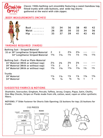 1940s 'The Esther Williams Bathing Suit' / PDF Pattern