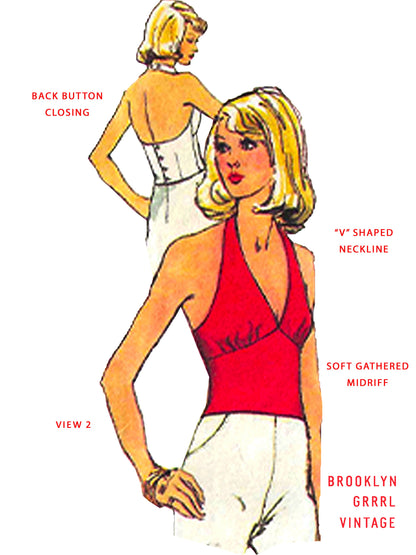 PDF Pattern - 1970s Halter Top in Three Styles / Multiple Sizes