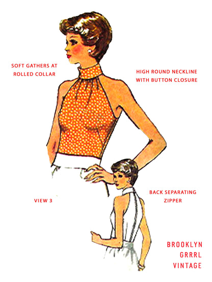 PAPER Pattern - 1970s Halter Top in Three Styles / Multiple Sizes