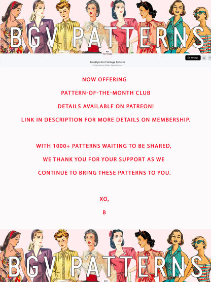 PDF Pattern 1940s Full Length Slip and Panties / Bust 32