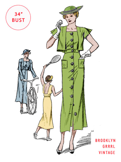 PAPER Pattern 1930s Summer Dress & Jacket / Bust 34