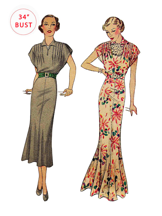 PDF Pattern  1930s Day and Evening Dress / Bust 34