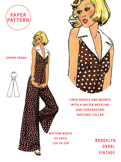 PAPER Pattern - 1970s Jumpsuit with Shaped Midriff / Bust 36