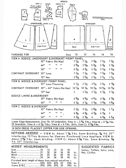 PDF Pattern - 1950s Bridal / Ball Gowns / Bust 36