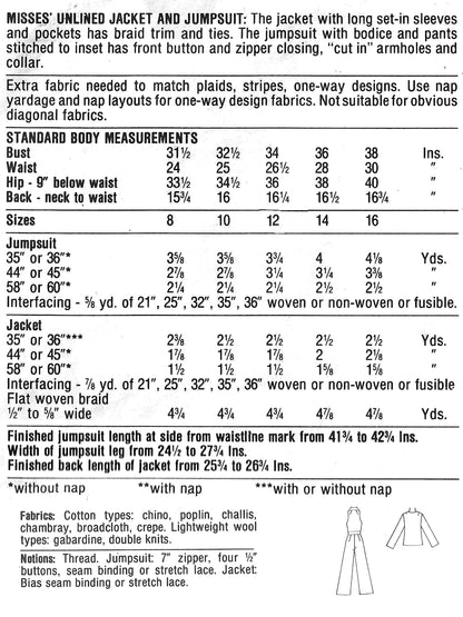 PAPER Pattern  1970's Jumpsuit with Jacket / Multiple Sizes