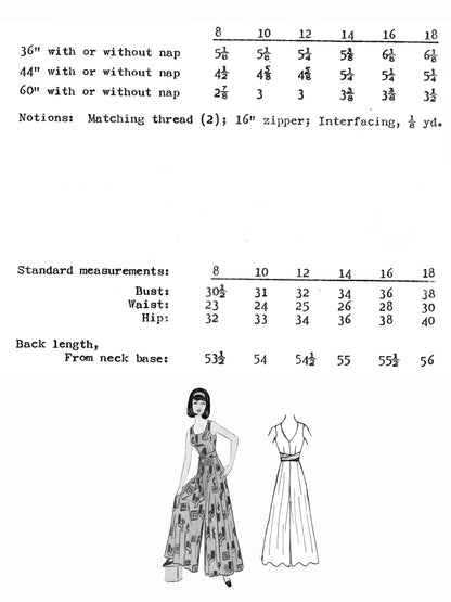 PAPER Pattern - 1960s Wide Leg Jumpsuit / Bust 31