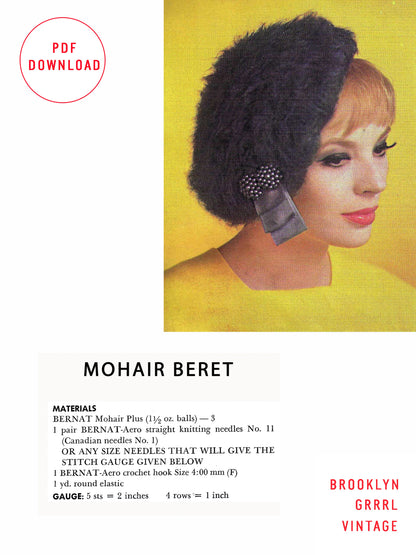 1960s Beret - Knitting PDF Pattern