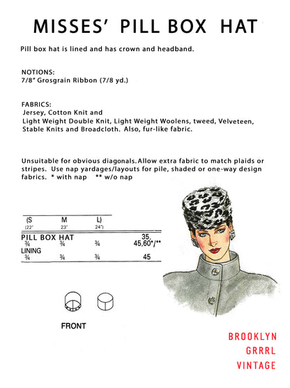 PDF Pattern - Pill Box Hat Pattern / S-M-L